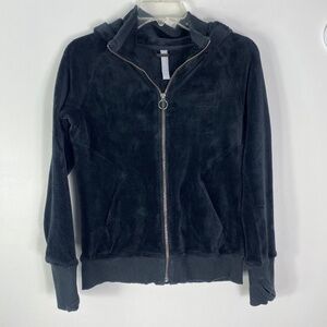 Athleta Triumph Hoodie Black Size XS Full Zip Jacket Womens MISSING STRING GUC